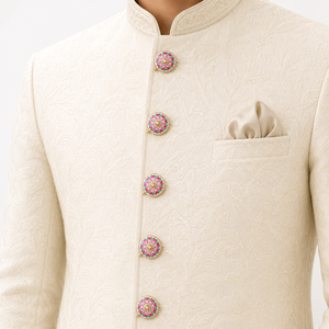 Botones de Lujo Personalizados de Latón con Esmalte Meenakari de Jaipur, Diseño de Capullo de Loto Rosa, Botón de Perla para Traje Sherwani de Boda para Hombre - Product Image 3