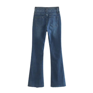 Blue Casual Plain Straight Leg Regular Fit Denim Pants Women Designer <b>Jeans</b> High Waist Washable Solid - Product Image 2