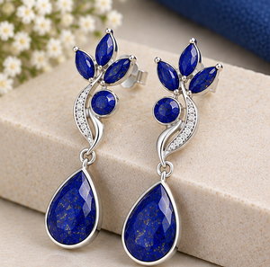 Pendientes de Lapislázuli, Joyería Colgante de Plata Esterlina, Pendientes de Piedra Azul, Regalo Especial - Product Image 3