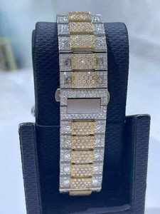 Reloj de Lujo de Dos Tonos con Diamantes Roman VVS, Cristal y Acero Inoxidable, Totalmente Cubierto de Moissanita, Movimiento Automático, 41MM - Product Image 5