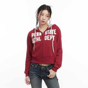 Sudadera con capucha para mujer, 455 GSM, algodón y poliéster, estilo casual urbano, con cremallera, logotipo personalizado, OEM, etiqueta privada, de fábrica. - Product Image 1