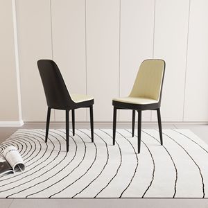 Set di 2 Sedie da Pranzo in Stile Moderno, Alta Qualità in Pelle PU e Tessuto con Cuscini Spessi e Morbidi, Gambe in Metallo Nero - Product Image 3