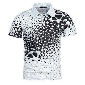Camisa de Hombre ACE de Algodón con Estampado Geométrico y Bloques de Color, Manga Corta, Cuello Clásico, Transpirable, Corte Regular, Estilo Casual - Product Image 5