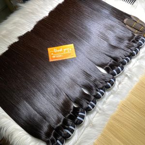 Cheveux vierges bruts d'extension de vrais cheveux humains noirs naturels droits en os de haute qualité de qualité 12A - Product Image 4