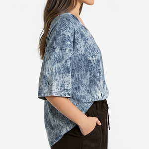 High Quality 100% Cotton Jersey Fashionable Acid Washed Crew Neck Half Sleeve Breathable Lightweight Eco-Friendly Quick Summer - Product Image 2