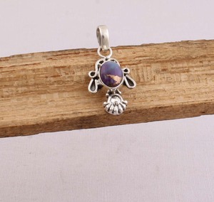 Pendentif en turquoise cuivrée naturelle, bijoux en argent sterling 925, vente en gros, design vintage, collier en pierre composite violette - Product Image 4