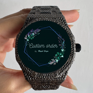 Unique <b>Black</b> Moissanite Diamond <b>Watch</b> for <b>Men</b> Customize Fully Iced Out Luxury Studded Analog Dial Display Wristwatch - Product Image 2