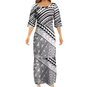 Conjunto de Dos Piezas para Mujer, Talla Grande, con Estampado Tribal Samoano Tapa Puletasi Tatau, Manga Larga - Product Image 6