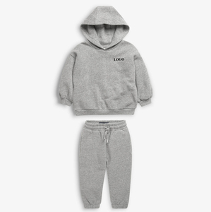 Unisex <b>Black</b> Hoodie And <b>Jogger</b> Set Full Sleeve Solid Color Casual Tracksuit With Drawstring Closure And Side Pockets For Kids - Product Image 1