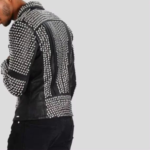 Fashion <b>Men</b> Punk Studded <b>Leather</b> <b>Jacket</b> With Spikes Slim Fit Zipper Closure Heavy Metal Biker Style Autumn Winter Outerwear - Product Image 2