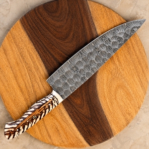 Cuchillo de Chef de Acero de Damasco Hecho a Mano Personalizado, Hoja Recta, Mango de Madera de Resina, Cuchillo Profesional para Cocina, Venta al por Mayor OEM ODM - Product Image 5