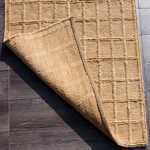 Tapis en jute blanc naturel tissé à la main, couleur unie, style moderne farmhouse, extra épais, adapté aux animaux domestiques, antidérapant, pour salon et chambre à coucher - Product Image 6