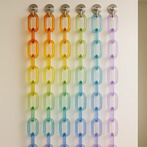 Chaîne de maillons acryliques dégradés pour suspension murale, séparateur de pièce, rideau en plastique arc-en-ciel, accessoire de vitrine, cloison de présentation, fournisseur en gros - Product Image 1