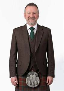 Veste en laine Argyll pour homme, gilet formel d'hiver en tweed gris, tenue de kilt avec sporran - Product Image 4
