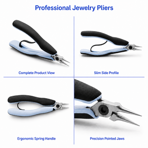 Pince de précision professionnelle pour la fabrication de bijoux, à mâchoires courbées, poignée ergonomique, action à ressort, outil de façonnage de fil - Product Image 6
