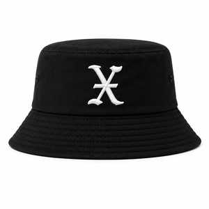 Bob en coton noir personnalisé avec logo X brodé en 3D – Design unisexe premium pour la pêche et le style Hip Hop - Product Image 1