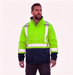 Custom Reflective Safety Jacket Men High Visibility Green <b>Camo</b> Waterproof Windproof Workwear Stand Collar Warm Winter <b>Coat</b> Top - Product Image 2