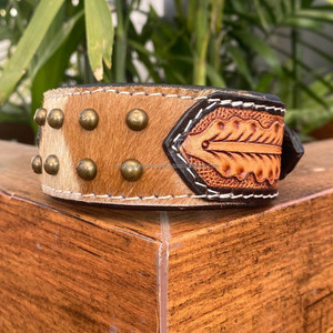 Collier en cuir de vachette durable pour animaux de compagnie pour petits et moyens chiens et anneau de cou rembourré colliers de chien en cuir véritable usinés à la main en stock - Product Image 3