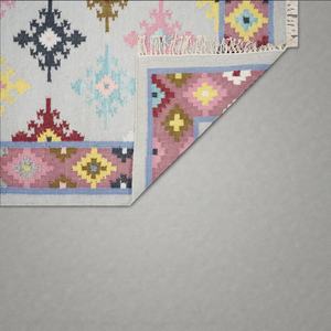 Tapis Kilim en Laine Fait Main, Motif Abstrait Moderne, Tissage Plat Écologique avec Franges, Décoration pour Salon et Chambre - Product Image 2