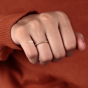 Vintage Style Lab Grown Round Cut Diamond Wedding Band 14K Yellow Gold Bezel Set Stackable Bridal Matching Jewelry Supplier - Product Image 6