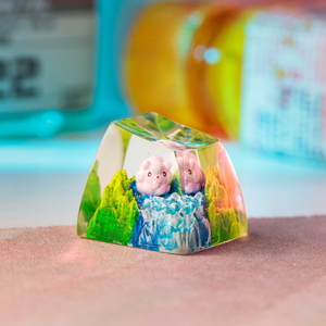 คีย์แคปช่างฝีมือแห่งป่าลึกลับ, คีย์แคปแบบกำหนดเอง, คีย์แคปอนิเมะน่ารัก, คีย์แคปสีเขียว, ชุดคีย์แคป, คีย์แคปไม้ - Product Image 1