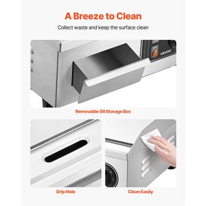 Piastra Elettrica Commerciale 35,4 x 30 cm 1750W 122-570 Gradi F Controllo Temperatura Regolabile Acciaio Inossidabile da Banco USA - Product Image 6