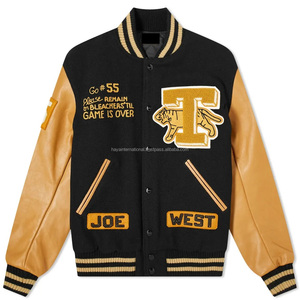 Blouson universitaire 100 % laine avec appliqué chenille personnalisé et broderie, col montant, style hiver, pour marque - Product Image 1