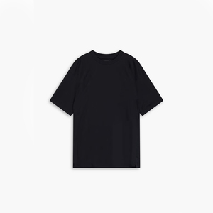 เสื้อยืดโอเวอร์ไซส์สีดำสำหรับผู้ชาย ผ้าฝ้าย คอกลม แขนสั้น สไตล์ลำลอง สตรีทแวร์ เสื้อยืดเปล่า รับผลิตตามแบบ OEM ขายส่ง - Product Image 2