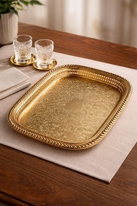 Oval Brass Decorative <b>Tray</b> 7.5 Inch Traditional Design Metal Handicraft Single Piece - Product Image 4
