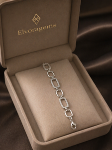 Bracelet en acier inoxydable plaqué argent avec perles d'eau douce, maillons géométriques et cristaux sertis clos, pour femme, classique, idéal pour les soirées - Product Image 4