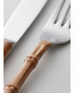Juego de cubiertos de acero inoxidable de lujo con diseño de bambú, perfecto para restaurantes, cocinas, vajilla de comedor y comidas elegantes. - Product Image 4