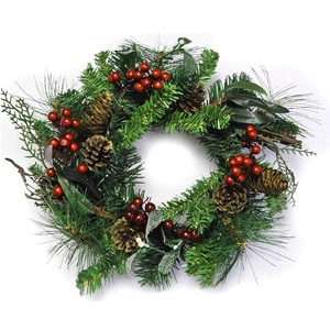 Couronne de Noël en plastique de 35cm de baies artificielles de différentes couleurs décorations saisonnières et de vacances - Product Image 3