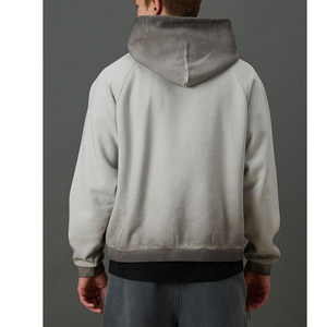 Sudadera extragrande de felpa francesa 100% algodón para hombre, sudaderas con capucha con efecto desgastado y lavado ácido para hombre. - Product Image 3