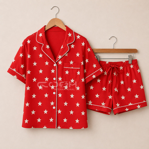 Ensemble de pyjama à manches courtes pour femmes, imprimé étoile rouge, vêtements grecs de la sororité Delta Sigma, logo personnalisé Cosh International - Product Image 3