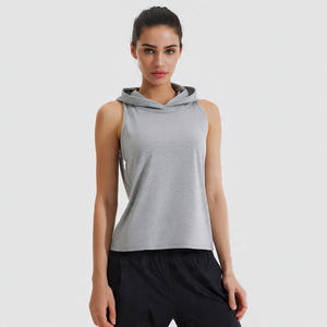 Sudadera sin mangas para mujer al por mayor, top deportivo de otoño para gimnasio, 100% algodón transpirable con logo frontal - Product Image 1