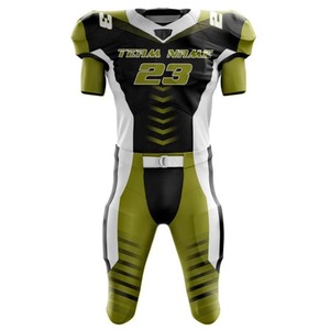 Maillot de football américain personnalisé pour homme, noir, olive, blanc, numéro 23, col en V, manches courtes, ensemble uniforme en polyester anti-humidité - Product Image 2