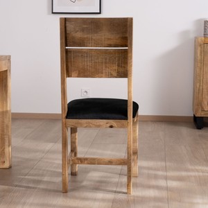Ensemble de 2 chaises de salle à manger Vandana Urban Style en bois de manguier brut Manoha avec sièges rembourrés en tissu - Product Image 6