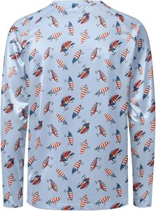 เสื้อแรชการ์ดแขนยาวแบบยูนิเซ็กซ์ สีขาวไล่เฉดเขียว-น้ำเงิน พิมพ์ลายด้วยเทคนิค Heat-Transfer ป้องกันรังสียูวี UPF50+ เป็นมิตรต่อสิ่งแวดล้อม แห้งเร็ว ผลิตจากโพลีเอสเตอร์ สำหรับผู้ใหญ่ - Product Image 6