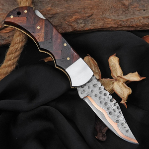 Cuchillo de cocina profesional de acero damasco y cobre, hecho a mano, para cortar, rebanar y picar alimentos. - Product Image 3