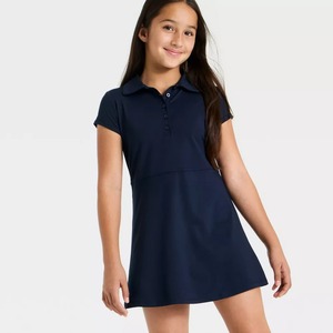 Robe polo à manches courtes en coton pour uniforme scolaire, uniforme scolaire pour filles d'école primaire, robe polo pour filles. - Product Image 1