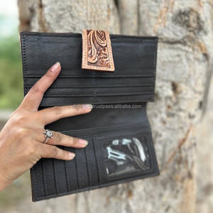 Aztec Saddle Blanket Leather Clutch Handtooled Gamble Carving Mujeres Clutch Bifold Wallet Western Style Wallet - Product Image 6