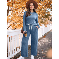 Ensemble de vêtements de détente décontractés pour femmes, deux pièces, en polyester/coton doux, personnalisable, OEM, ODM, fabricant de marques privées