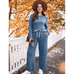 Ensemble de vêtements de détente longs pour femmes en deux pièces, en polyester/coton doux, personnalisable, fabricant OEM ODM, marque privée - Product Image 5