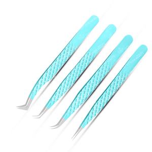 Pinzas de pestañas con logotipo personalizado de la mejor calidad al por mayor pinzas de extensión de pestañas con empuñadura de diamante de acero inoxidable puntiagudas con etiqueta privada - Product Image 4