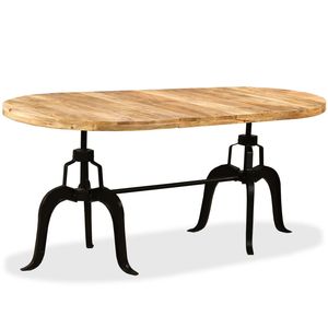 Table à manger en bois de manguier naturel massif avec pieds en acier - Product Image 4
