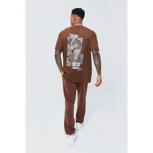 Men's Brown Oversized T-<b>Shirt</b> With <b>Dragon</b> Print Back Street Style Short Sleeve O-Neck Cotton Jersey Fit T <b>Shirt</b> For Men - Product Image 4