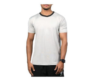 T-shirt en coton 100% tricoté surdimensionné à coupe personnalisée avec logo imprimé par transfert thermique pour hommes - Product Image 1