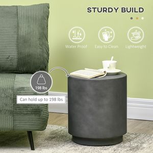 Lightweight Dark Gray Round Accent <b>Table</b> with Concrete Finish Side <b>Table</b> - Product Image 5