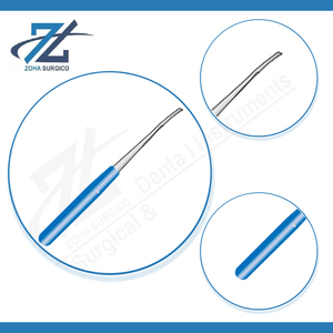 Élévateur périostal courbé manuel en acier inoxydable 5x25mm avec poignée en acétal bleu Suregrip 185mm de long, instrument chirurgical certifié CE - Product Image 4