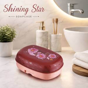 Reliance Plastic Jabonera Moderna de Plástico con Tapa, Diseño de Estrellas, Antideslizante, Accesorio de Baño, Color Rosa, Funciona con Electricidad - Product Image 2